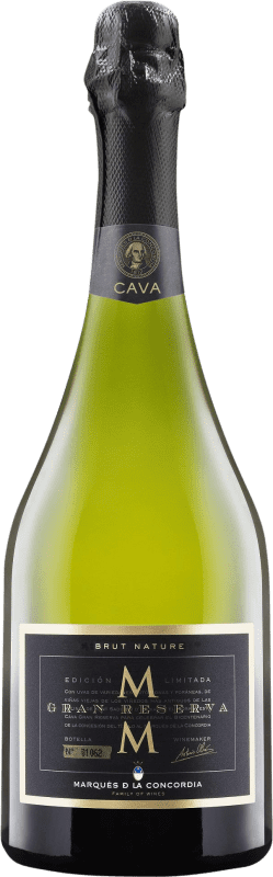 16,95 € Envio grátis | Espumante Branco Marqués de La Concordia Brut Nature — Bruto Natural Grande Reserva D.O. Cava Catalunha Espanha Macabeo, Xarel·lo, Chardonnay, Parellada 75 cl