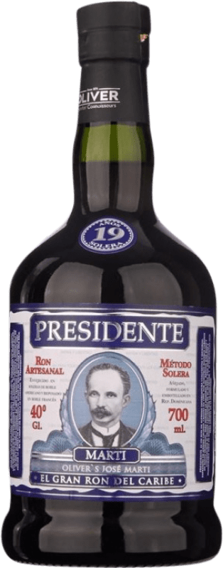 49,95 € Envío gratis | Ron Oliver & Oliver Presidente República Dominicana 19 Años Botella 70 cl