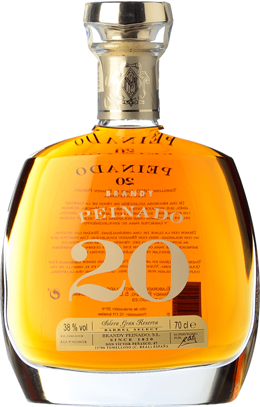 77,95 € Envío gratis | Brandy Peinado Gran Reserva España 20 Años Botella 70 cl