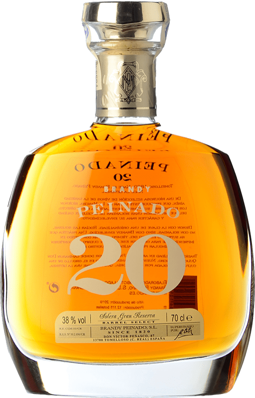 108,95 € Envío gratis | Brandy Peinado Gran Reserva España 20 Años 70 cl