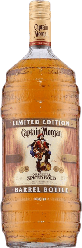 34,95 € Envio grátis | Rum Captain Morgan Spiced Añejo Barrel Bottle Jamaica Garrafa Magnum 1,5 L