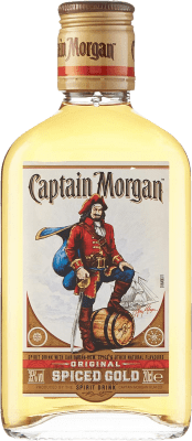4,95 € Spedizione Gratuita | Rum Captain Morgan Spiced Añejo Petaca Giamaica Piccola Bottiglia 20 cl