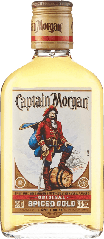 7,95 € Free Shipping | Rum Captain Morgan Añejo — Aged Jamaica Small Hip Flask 20 cl Spiced