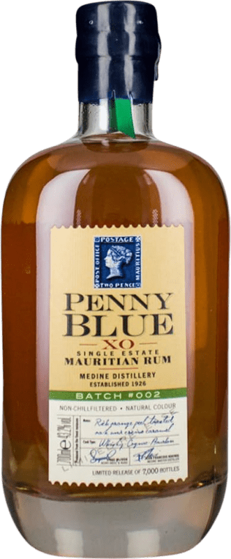 61,95 € Envio grátis | Rum Medine Penny Blue X.O. Extra Old Extra Añejo Maurício Garrafa 70 cl