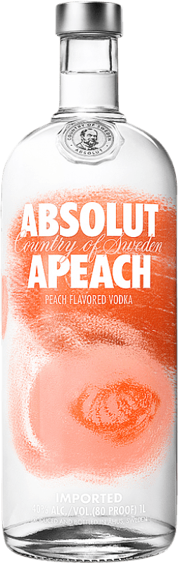 23,95 € Envio grátis | Vodka Absolut Apeach Suécia 1 L Peach — Pêssego