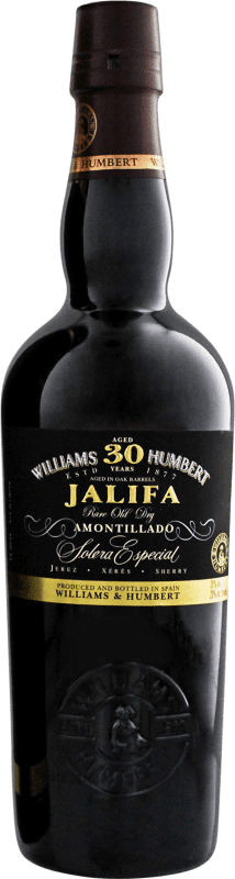 43,95 € 免费送货 | 强化酒 Jalifa. Amontillado D.O. Jerez-Xérès-Sherry Andalucía y Extremadura 西班牙 30 岁 瓶子 Medium 50 cl