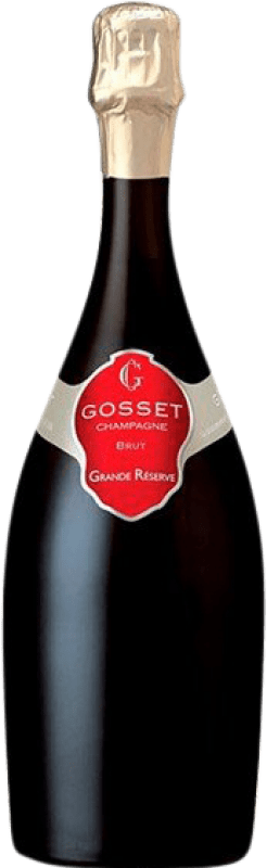 176,95 € Бесплатная доставка | Белое игристое вино Gosset Brut — брют Гран Резерва A.O.C. Champagne Франция Pinot Noir — Пино Нуар, Chardonnay — Шардоне, Pinot Meunier — Пино Менье Бутылка Магнум 1,5 L