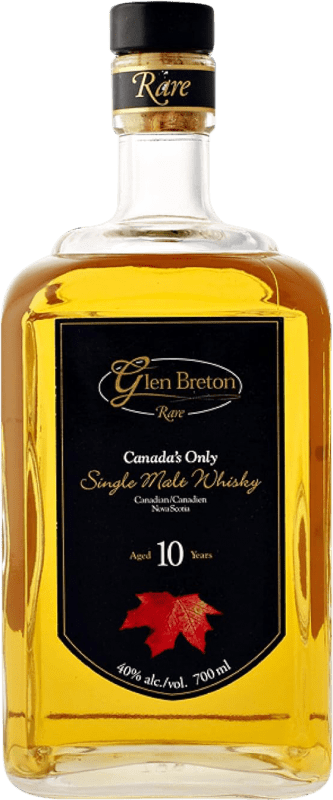 58,95 € Бесплатная доставка | Односолодовый виски Glen Breton Black — Чёрная версия, Rare — Редкий Канада 10 Лет 70 cl