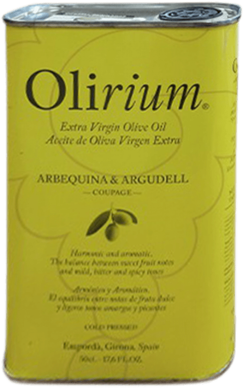 13,95 € Бесплатная доставка | Оливковое масло Olirium ЭВО Экстра Вирджин Испания Arbequina — Арбекина, Argudell — Аргудель Жестяная банка 50 cl