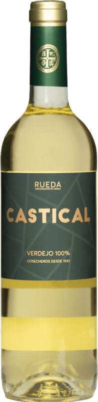 6,95 € 免费送货 | 白酒 Thesaurus Castical 年轻的 D.O. Rueda 卡斯蒂利亚莱昂 西班牙 Verdejo, Sauvignon White 瓶子 75 cl