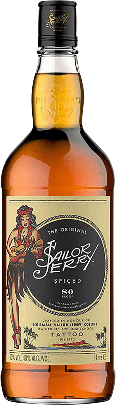 29,95 € Spedizione Gratuita | Rum Sailor Jerry Rum Spiced Rum Regno Unito Bottiglia 1 L