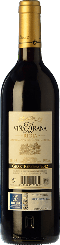 37,95 € Free Shipping | Red wine Rioja Alta Viña Arana Gran Reserva D.O.Ca. Rioja The Rioja Spain Tempranillo, Graciano Bottle 75 cl