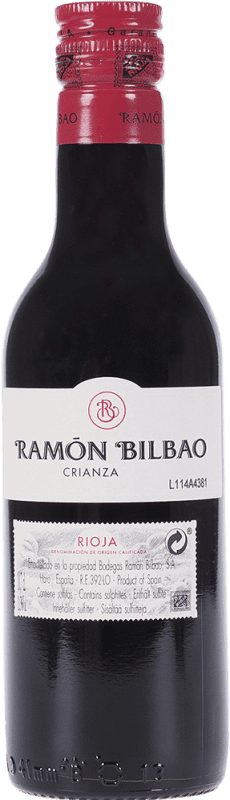 4,95 € 免费送货 | 红葡萄酒 Ramón Bilbao Crianza — 陈酿 D.O.Ca. Rioja 拉里奥哈 西班牙 Tempranillo — 丹魄 小瓶装 18 cl