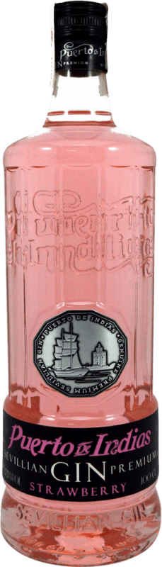 28,95 € Envio grátis | Gin Puerto de Indias Strawberry Espanha Garrafa 1 L