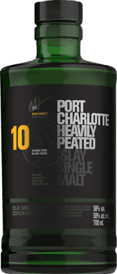 64,95 € Envio grátis | Whisky Single Malt Port Charlotte Fortemente Peated Islay Reino Unido 10 Anos Garrafa 70 cl