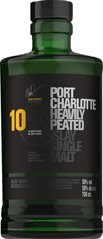 67,95 € Kostenloser Versand | Whiskey Single Malt Port Charlotte Stark getorft Islay Großbritannien 10 Jahre Flasche 70 cl