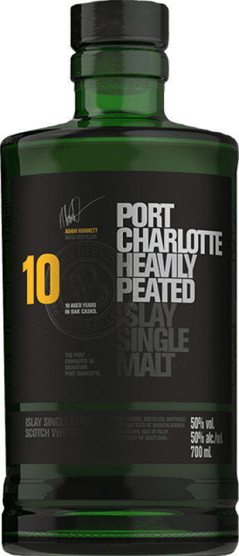 78,95 € Envío gratis | Whisky Single Malt Port Charlotte Heavily Peated Islay Reino Unido 10 Años Botella 70 cl