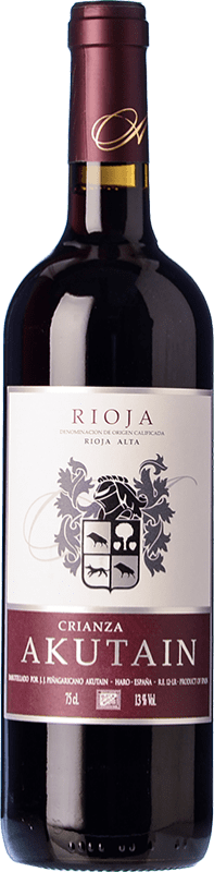 16,95 € Free Shipping | Red wine Akutain Aged D.O.Ca. Rioja The Rioja Spain Tempranillo, Grenache, Viura Bottle 75 cl