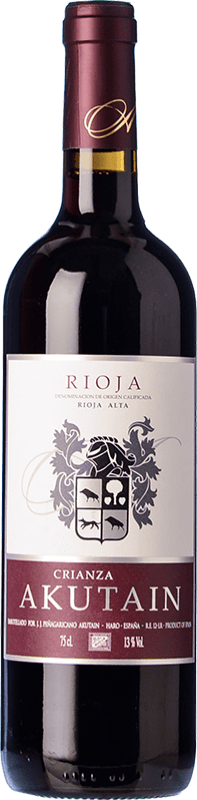 15,95 € Envío gratis | Vino tinto Akutain Crianza D.O.Ca. Rioja La Rioja España Tempranillo, Garnacha, Viura Botella 75 cl