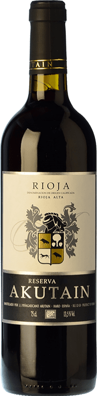 29,95 € Бесплатная доставка | Красное вино Akutain Резерв D.O.Ca. Rioja Ла-Риоха Испания Tempranillo бутылка 75 cl