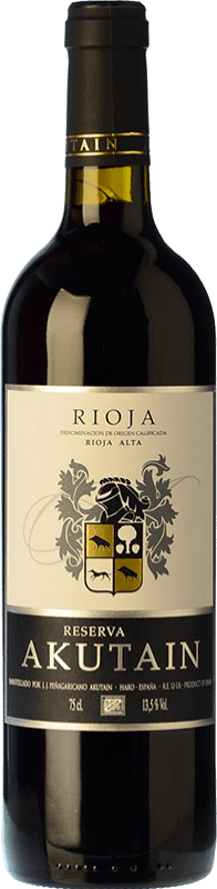28,95 € Envío gratis | Vino tinto Akutain Reserva D.O.Ca. Rioja La Rioja España Tempranillo Botella 75 cl