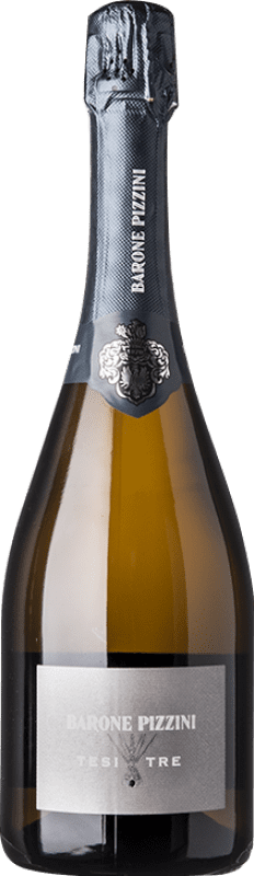 44,95 € 送料無料 | 白スパークリングワイン Barone Pizzini Metodo Classico Tesi Tre Erbamat エキストラブラット イタリア Pinot Black, Chardonnay ボトル 75 cl