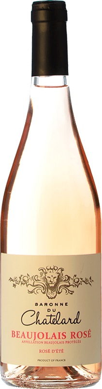 8,95 € 免费送货 | 玫瑰酒 Baronne du Chatelard Rosé d'été 年轻的 A.O.C. Beaujolais 勃艮第 法国 Gamay 瓶子 75 cl