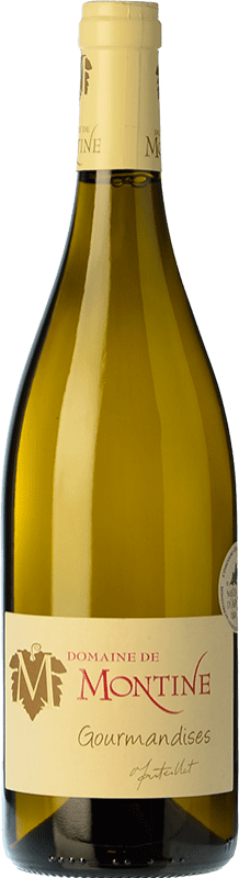 12,95 € Бесплатная доставка | Белое вино Domaine de Montine Gourmandises Blanc A.O.C. Côtes du Rhône Рона Франция Grenache, Roussanne, Viognier, Marsanne, Bourboulenc, Clairette Blanche бутылка 75 cl