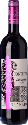 10,95 € Envío gratis | Vino tinto Fontedei Lindaraja D.O.P. Vino de Calidad de Granada Andalucía España Tempranillo, Syrah Botella 75 cl