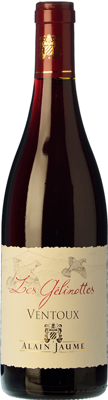 8,95 € Envío gratis | Vino tinto Alain Jaume Les Gélinottes A.O.C. Côtes du Ventoux Rhône Francia Syrah, Garnacha Botella 75 cl