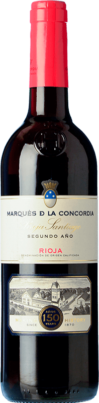 7,95 € Envio grátis | Vinho tinto Marqués de La Concordia Santiago 2º Año D.O.Ca. Rioja La Rioja Espanha Tempranillo Garrafa 75 cl