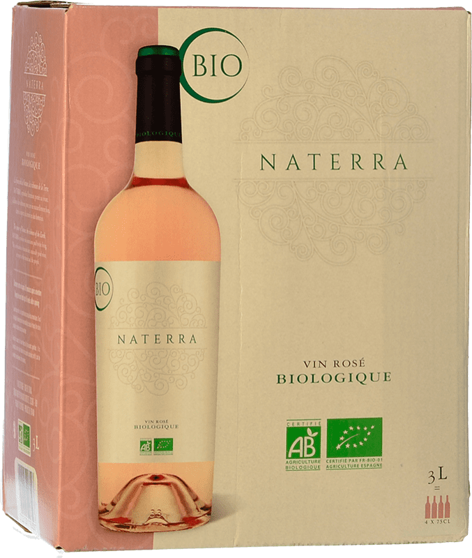 13,95 € Envío gratis | Vino rosado Ginestet Naterra Rosé Joven España Merlot, Cabernet Franc Bag in Box 3 L