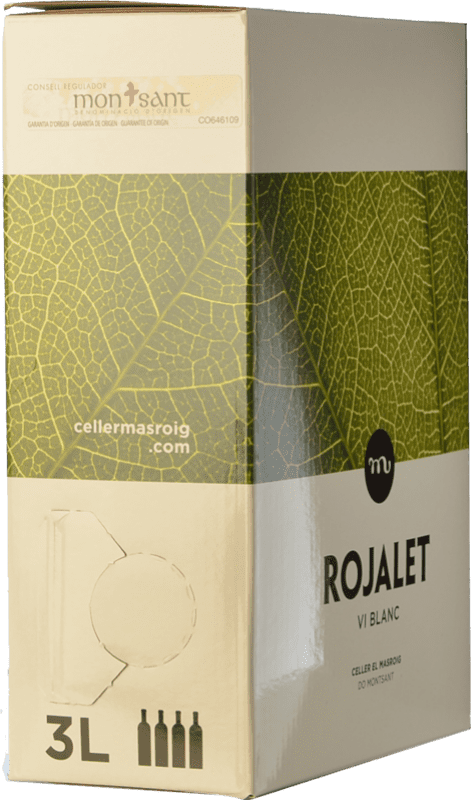 12,95 € 免费送货 | 白葡萄酒 Masroig Rojalet D.O. Montsant 加泰罗尼亚 西班牙 Garnacha — 歌海娜, Macabeo — 马卡贝奥 Bag in Box — 盒中袋 3 L