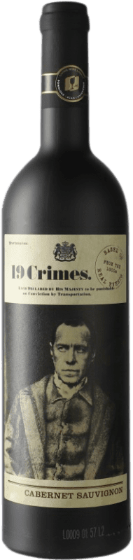 12,95 € Free Shipping | Red wine 19 Crimes I.G. Southern Australia Southern Australia Australia Cabernet Sauvignon Bottle 75 cl