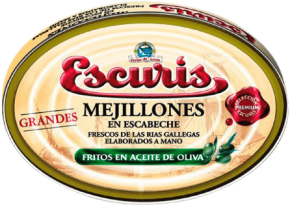 29,95 € Spedizione Gratuita | Conserve di Frutti di Mare Escurís Mejillón en Escabeche Spagna 25/30 Pezzi