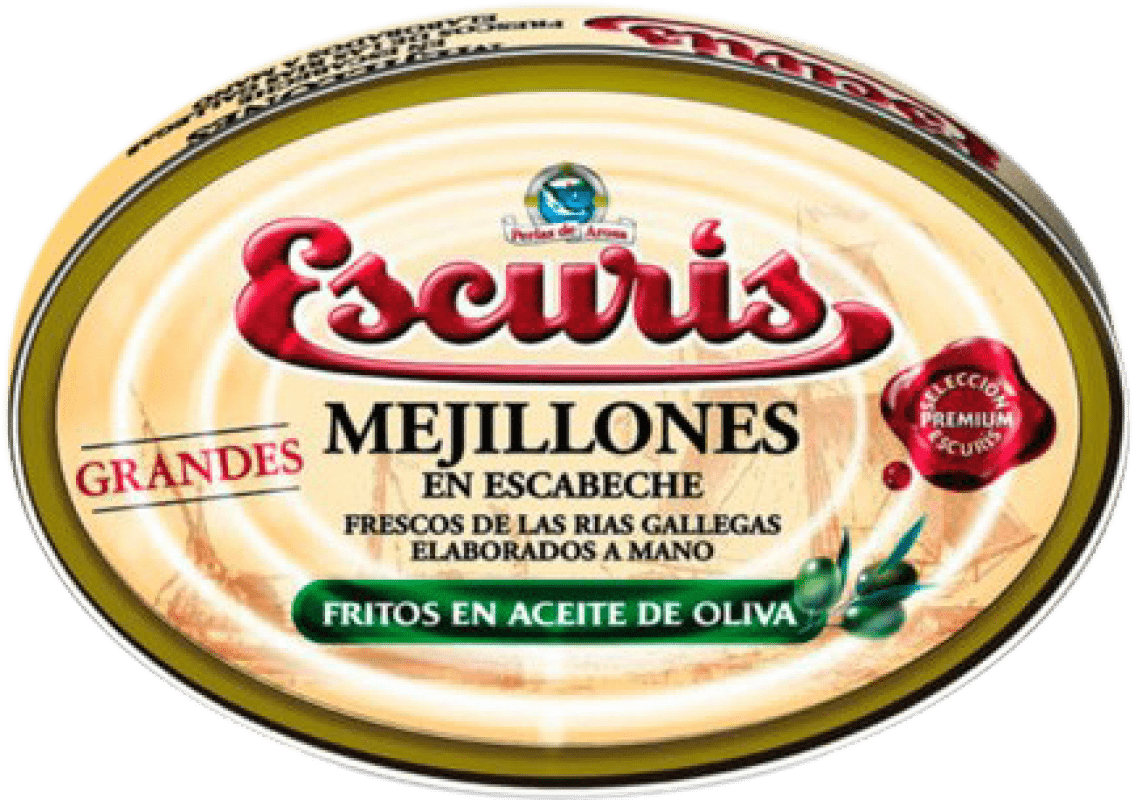 29,95 € Бесплатная доставка | Консервы из морепродуктов Escurís Mejillón en Escabeche Испания 25-30 Куски