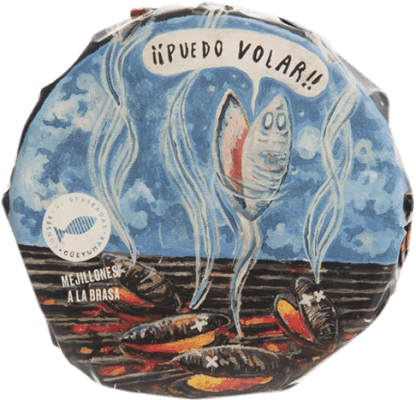 10,95 € Kostenloser Versand | Meeresfrüchtekonserven Güeyu Mar Mejillones a la Brasa Fürstentum Asturien Spanien 14/16 Stücke