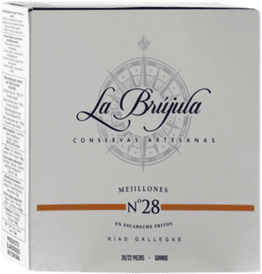 16,95 € Spedizione Gratuita | Conserve di Frutti di Mare La Brújula Mejillones Spagna 20-25 Pezzi