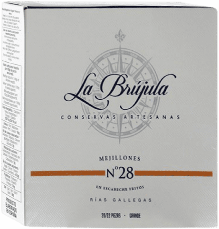16,95 € 免费送货 | 海鲜罐头 La Brújula Mejillones 西班牙 20-25 件