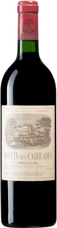 258,95 € Бесплатная доставка | Красное вино Barons de Rothschild Moulin des Carruades 1985 A.O.C. Bordeaux Бордо Франция Merlot — Мерло, Cabernet Sauvignon — Каберне Совиньон, Cabernet Franc — Каберне Фран, Petit Verdot Бутылка 75 cl