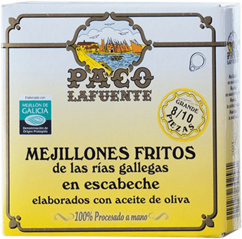 10,95 € Free Shipping | Conservas de Marisco Conservera Gallega Paco Lafuente Mejillones Fritos en Escabeche Galicia Spain 8/10 Pieces