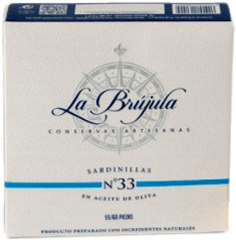 10,95 € Free Shipping | Fish Preserves La Brújula Sardinillas Spain 55-60 Pieces