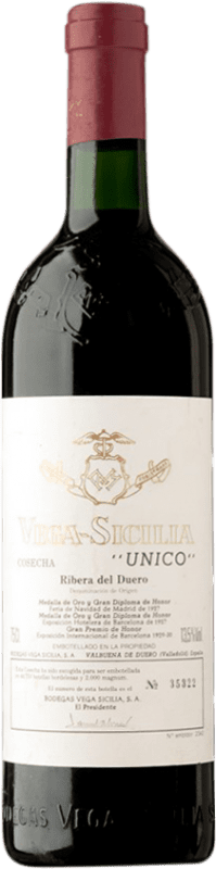 732,95 € 免费送货 | 红酒 Vega Sicilia Único 大储备 1975 D.O. Ribera del Duero 卡斯蒂利亚莱昂 西班牙 Tempranillo, Merlot, Cabernet Sauvignon 瓶子 75 cl