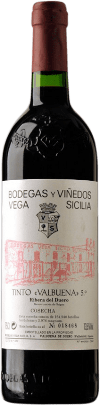 263,95 € 免费送货 | 红酒 Vega Sicilia Valbuena 5º Año 预订 D.O. Ribera del Duero 卡斯蒂利亚莱昂 西班牙 Tempranillo, Cabernet Sauvignon 瓶子 75 cl