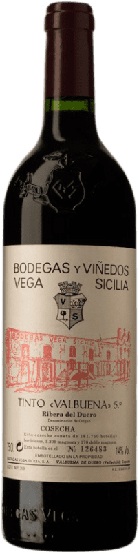 186,95 € 免费送货 | 红酒 Vega Sicilia Valbuena 5º Año 预订 D.O. Ribera del Duero 卡斯蒂利亚莱昂 西班牙 Tempranillo, Merlot, Cabernet Sauvignon, Malbec 瓶子 75 cl