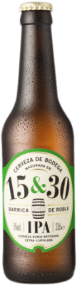 2,95 € Envio grátis | Cerveja Sherry Beer 15&30 IPA Barrica Carvalho Andaluzia Espanha Garrafa Terço 33 cl