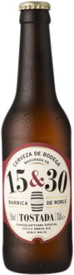 2,95 € Envio grátis | Cerveja Sherry Beer 15&30 Tostada Barrica Carvalho Andaluzia Espanha Garrafa Terço 33 cl