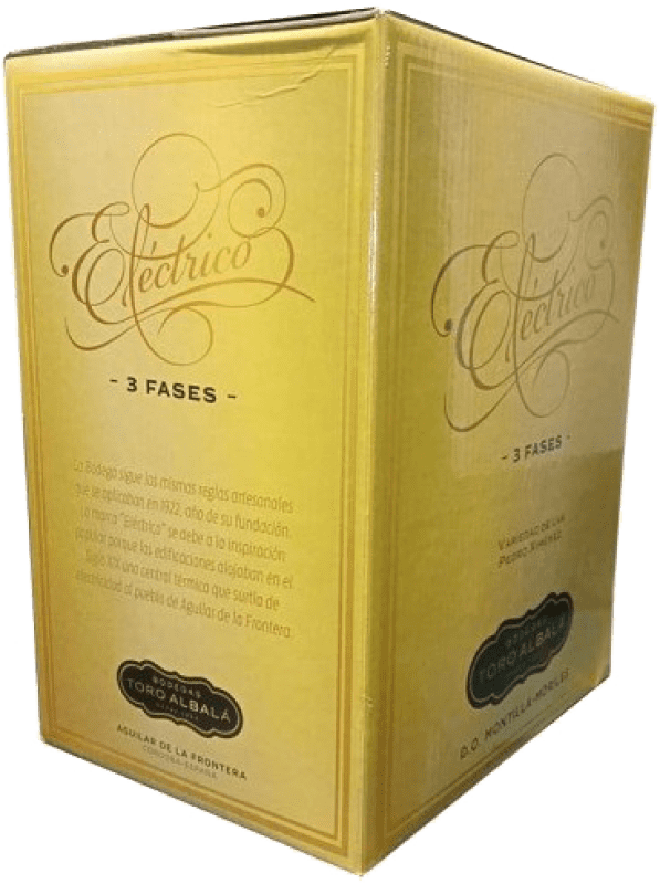 86,95 € Envoi gratuit | Vin Fortifié Toro Albalá Eléctrico 3 Fases sin Filtrar D.O. Montilla-Moriles Espagne Palomino Fino Bag in Box 15 L