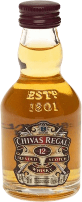 24,95 € Envio grátis | Caixa de 6 unidades Whisky Blended Chivas Regal Cristal Reino Unido 12 Anos Garrafa Miniatura 5 cl