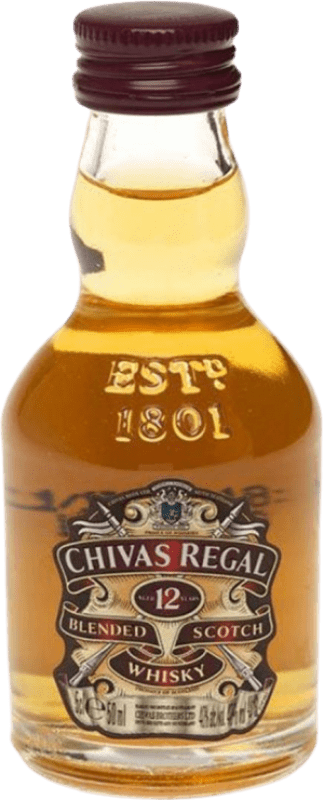 24,95 € 免费送货 | 盒装6个 威士忌混合 Chivas Regal Cristal 英国 12 岁 微型瓶 5 cl